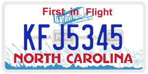 KFJ5345 license plate in North Carolina