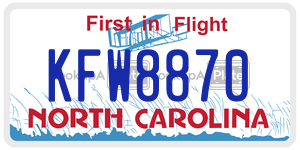KFW8870 license plate in North Carolina