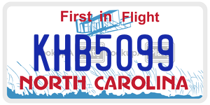 KHB5099 license plate in North Carolina