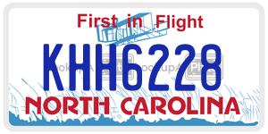 KHH6228 license plate in North Carolina