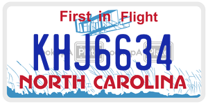 KHJ6634  license plate in NC