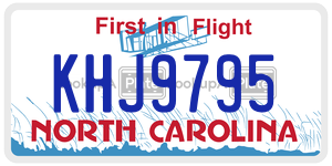 KHJ9795 license plate in North Carolina