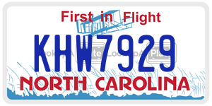 KHW7929 license plate in North Carolina