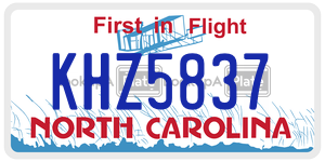KHZ5837 license plate in North Carolina