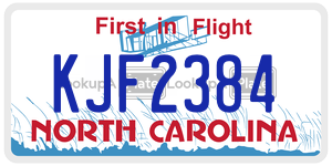 KJF2384  license plate in NC