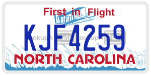 KJF4259 license plate in North Carolina