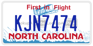 KJN7474 license plate in North Carolina