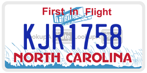 KJR1758  license plate in NC