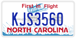 KJS3560 license plate in North Carolina