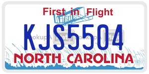 KJS5504 license plate in North Carolina
