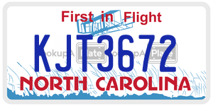 KJT3672  license plate in NC