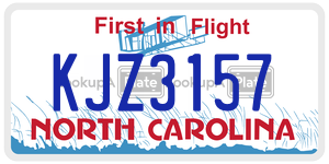 KJZ3157 license plate in North Carolina