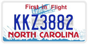 KKZ3882 license plate in North Carolina