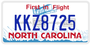 KKZ8725 license plate in North Carolina