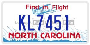 KL7451  license plate in NC