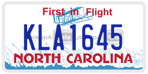KLA1645 license plate in North Carolina