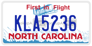 KLA5236 license plate in North Carolina