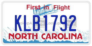 KLB1792 license plate in North Carolina