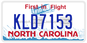 KLD7153 license plate in North Carolina