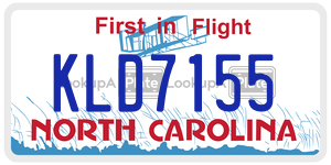 KLD7155 license plate in North Carolina