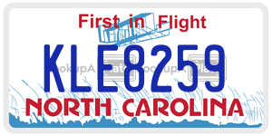 KLE8259 license plate in North Carolina
