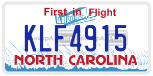 KLF4915 license plate in North Carolina