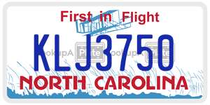 KLJ3750  license plate in NC