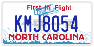 KMJ8054 license plate in North Carolina