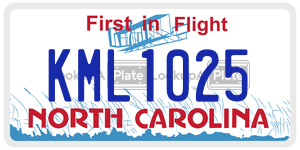 KML1025 license plate in North Carolina