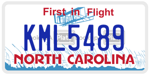 KML5489 license plate in North Carolina