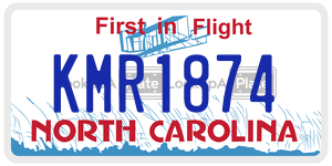 KMR1874  license plate in NC