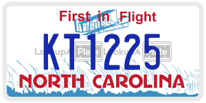 KT1225 license plate in North Carolina
