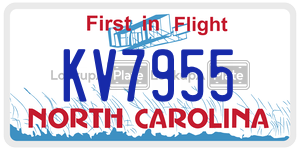 KV7955 license plate in North Carolina