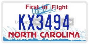 KX3494  license plate in NC