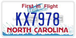 KX7978 license plate in North Carolina