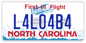 L4L04B4 license plate in North Carolina