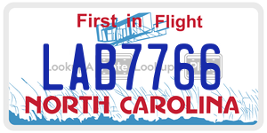 LAB7766  license plate in NC