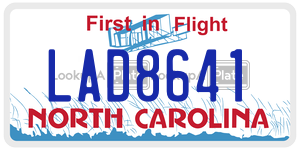 LAD8641 license plate in North Carolina