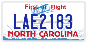 LAE2183  license plate in NC