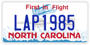 LAP1985 license plate in North Carolina