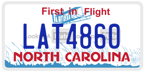LAT4860 license plate in North Carolina