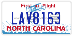 LAV8163 license plate in North Carolina