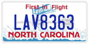 LAV8363  license plate in NC