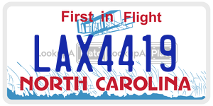 LAX4419 license plate in North Carolina