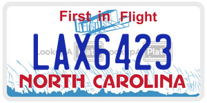 LAX6423 license plate in North Carolina