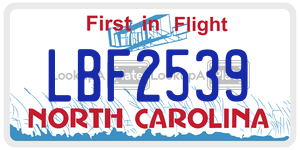 LBF2539 license plate in North Carolina