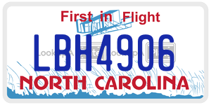 LBH4906 license plate in North Carolina