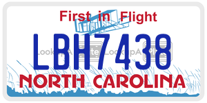 LBH7438 license plate in North Carolina