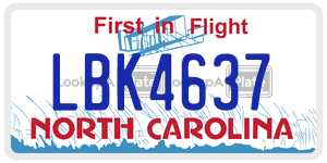 LBK4637 license plate in North Carolina