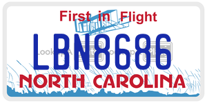 LBN8686 license plate in North Carolina